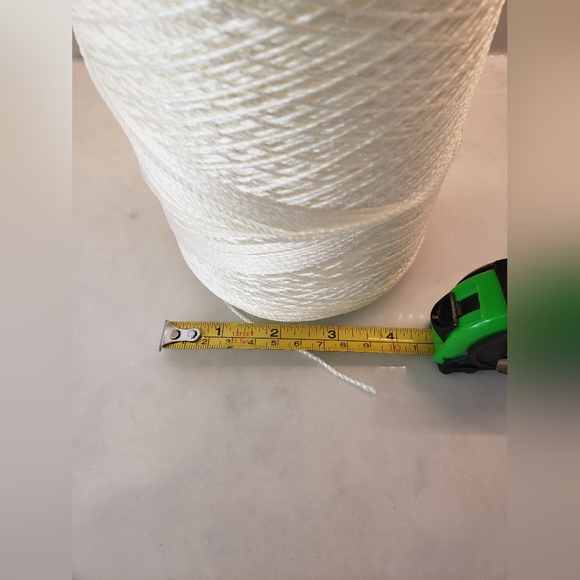 Huge Spool of White Nylon Yarn and 3 Square Cloth Designs - Picture 3 of 14
